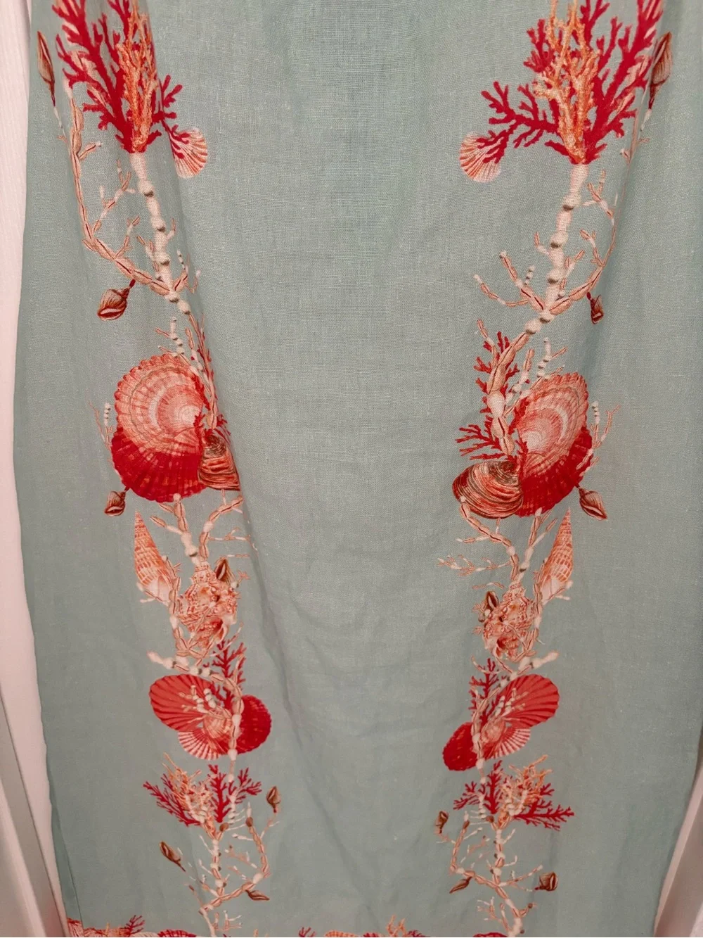 NWT Caroline Constas Coral Shell Print Linen Maxi Dress Medium - Picture 7 of 11